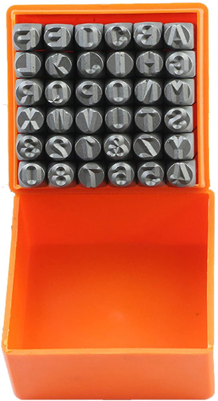 Number and Letter Stamp Set (36 Piece Punch Set/A-Z & 0-9) Industrial Grade Hardened Carbon Steel Metal