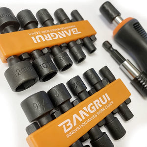 Bangrui 22 x Power Nut Driver Set for Impact Drill, Chrome Vanadium Steel,1/4” Hex Head Drill Bit Set SAE and Metric Screwdriver Socket Set