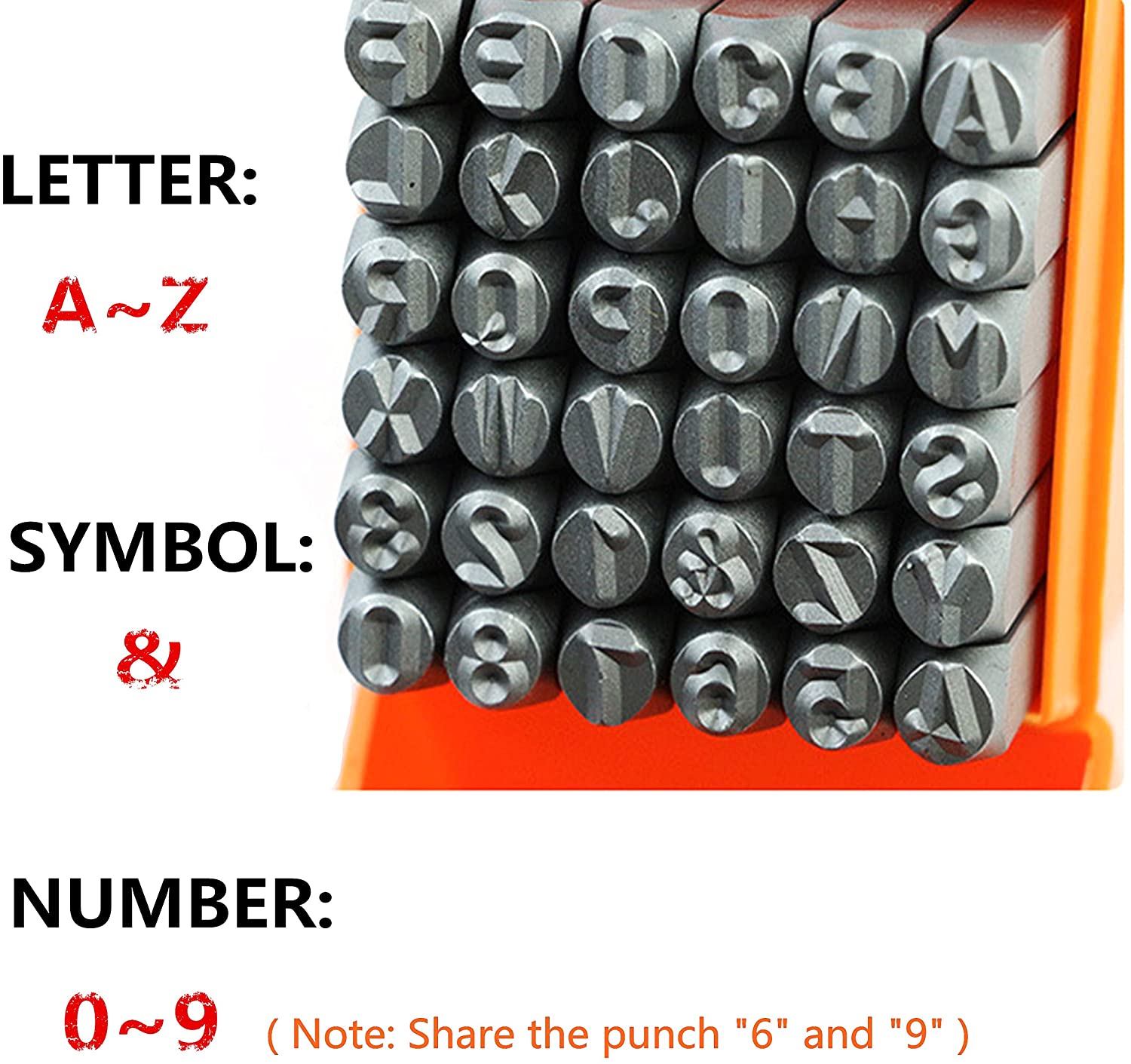 36pc Number & Letter Punch Set Alpha Numeric Carbon Steel Punches Craft 