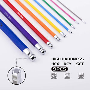 9PCS Colorful Hex Key Wrench Set with Plastic Box