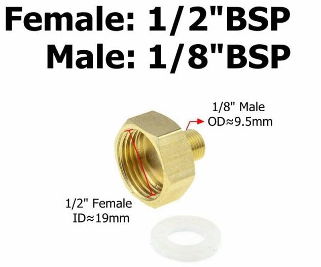Reducer Pipe Adapter 3/8 Female to 1/4 Male Npt Brass Fitting